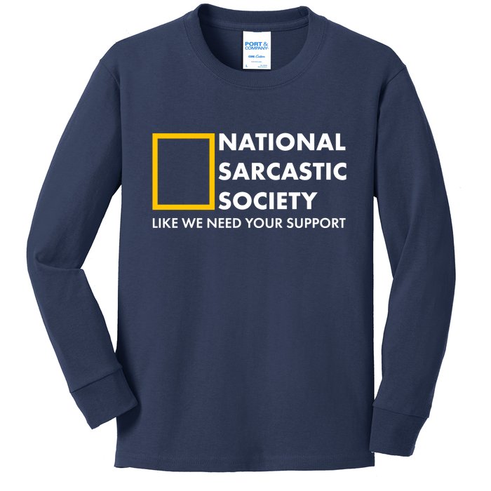 Funny National Sarcastic Society Kids Long Sleeve Shirt