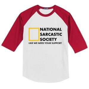 Funny National Sarcastic Society Kids Colorblock Raglan Jersey