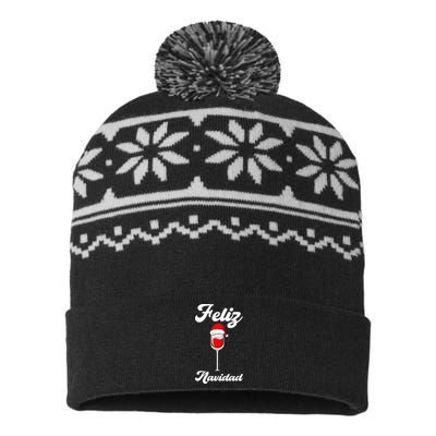 Feliz Navidad Spanish Christmas USA-Made Snowflake Beanie