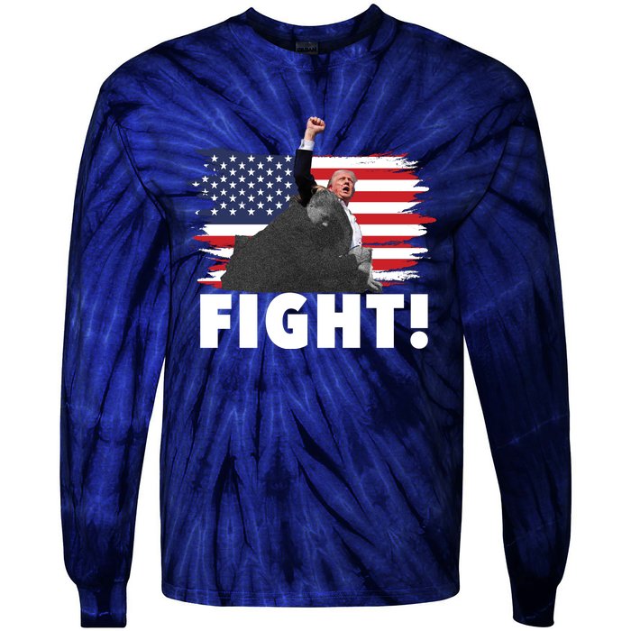 Fight Never Surrender Trump Rally Tie-Dye Long Sleeve Shirt