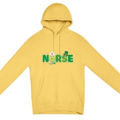 Funny Nurse St Patricks Day Nurse Shamrock Nurse Typography Premium Pullover Hoodie