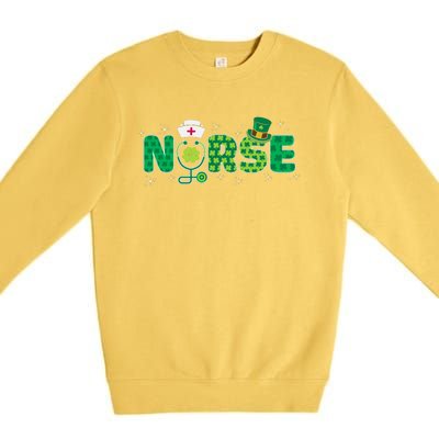 Funny Nurse St Patricks Day Nurse Shamrock Nurse Typography Premium Crewneck Sweatshirt