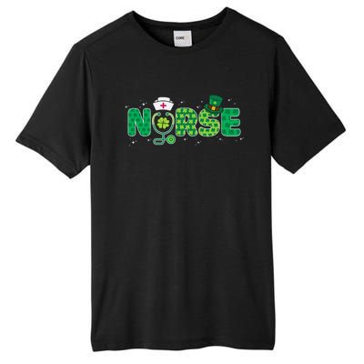 Funny Nurse St Patricks Day Nurse Shamrock Nurse Typography Tall Fusion ChromaSoft Performance T-Shirt