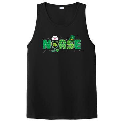 Funny Nurse St Patricks Day Nurse Shamrock Nurse Typography PosiCharge Competitor Tank