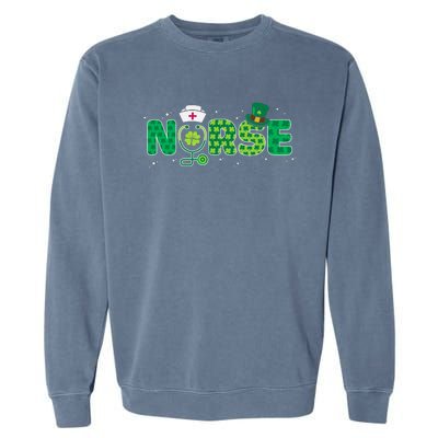 Funny Nurse St Patricks Day Nurse Shamrock Nurse Typography Garment-Dyed Sweatshirt