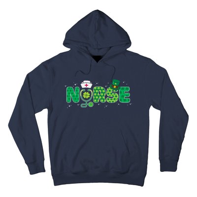 Funny Nurse St Patricks Day Nurse Shamrock Nurse Typography Hoodie