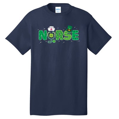 Funny Nurse St Patricks Day Nurse Shamrock Nurse Typography Tall T-Shirt