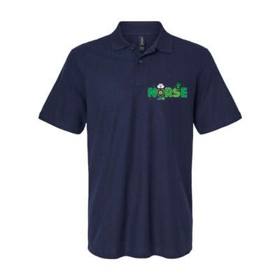 Funny Nurse St Patricks Day Nurse Shamrock Nurse Typography Softstyle Adult Sport Polo