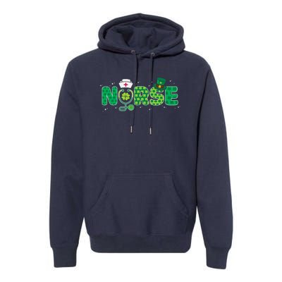 Funny Nurse St Patricks Day Nurse Shamrock Nurse Typography Premium Hoodie