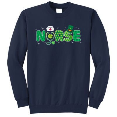 Funny Nurse St Patricks Day Nurse Shamrock Nurse Typography Tall Sweatshirt