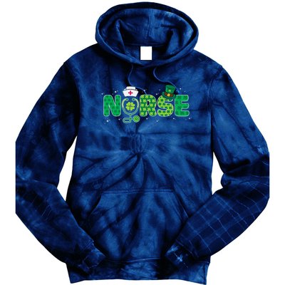 Funny Nurse St Patricks Day Nurse Shamrock Nurse Typography Tie Dye Hoodie