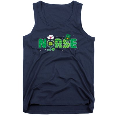 Funny Nurse St Patricks Day Nurse Shamrock Nurse Typography Tank Top