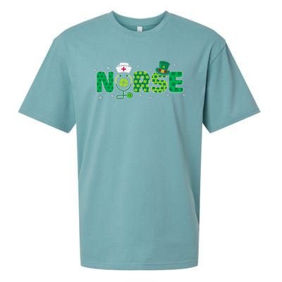 Funny Nurse St Patricks Day Nurse Shamrock Nurse Typography Sueded Cloud Jersey T-Shirt