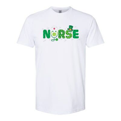 Funny Nurse St Patricks Day Nurse Shamrock Nurse Typography Softstyle CVC T-Shirt