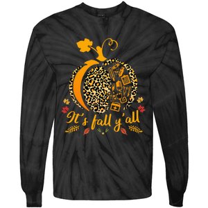 Fall Nurse Scrub Tops with Leopard Pumpkin Design Tie-Dye Long Sleeve Shirt