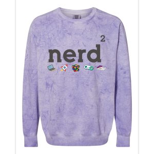 Funny Nerd Squared Nerd Loves Computer Science Gaming Books Cute Gift Colorblast Crewneck Sweatshirt