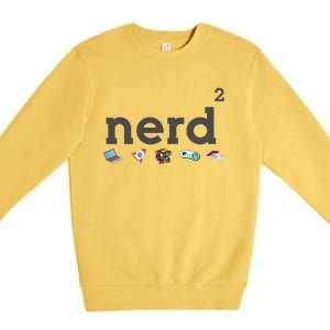 Funny Nerd Squared Nerd Loves Computer Science Gaming Books Cute Gift Premium Crewneck Sweatshirt