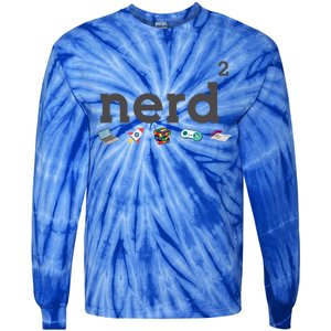 Funny Nerd Squared Nerd Loves Computer Science Gaming Books Cute Gift Tie-Dye Long Sleeve Shirt