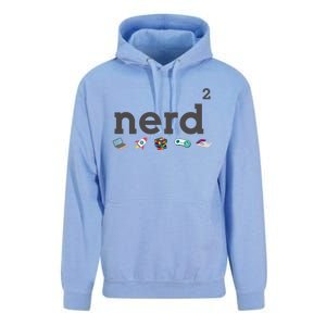 Funny Nerd Squared Nerd Loves Computer Science Gaming Books Cute Gift Unisex Surf Hoodie