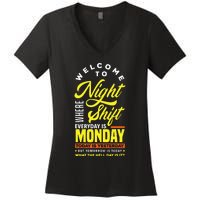 Funny Night Shift Worker Overnight Shift Pun Women's V-Neck T-Shirt