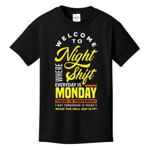 Funny Night Shift Worker Overnight Shift Pun Kids T-Shirt