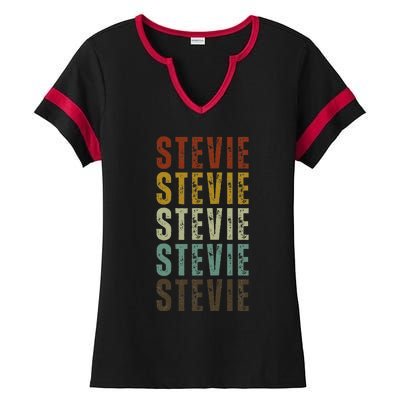 First Name Stevie Pattern Vintage Stevie Ladies Halftime Notch Neck Tee