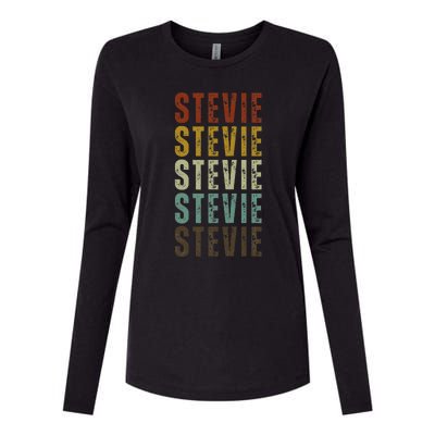 First Name Stevie Pattern Vintage Stevie Womens Cotton Relaxed Long Sleeve T-Shirt