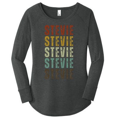 First Name Stevie Pattern Vintage Stevie Women's Perfect Tri Tunic Long Sleeve Shirt