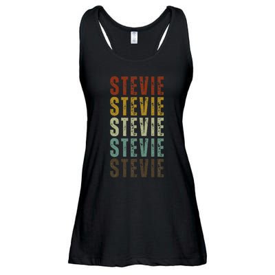 First Name Stevie Pattern Vintage Stevie Ladies Essential Flowy Tank