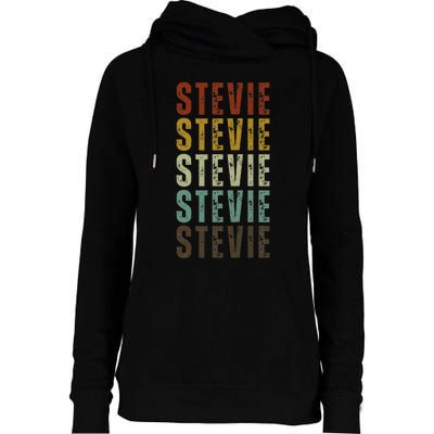 First Name Stevie Pattern Vintage Stevie Womens Funnel Neck Pullover Hood