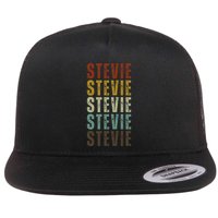First Name Stevie Pattern Vintage Stevie Flat Bill Trucker Hat