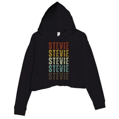 First Name Stevie Pattern Vintage Stevie Crop Fleece Hoodie