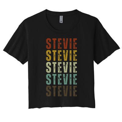 First Name Stevie Pattern Vintage Stevie Women's Crop Top Tee