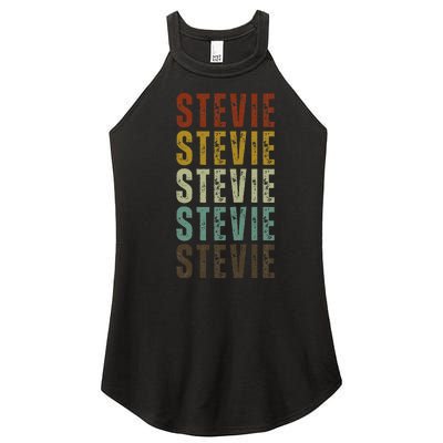 First Name Stevie Pattern Vintage Stevie Women's Perfect Tri Rocker Tank