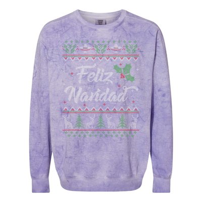 Feliz Navidad Spanish Merry Christmas Colorblast Crewneck Sweatshirt