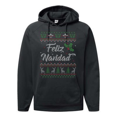 Feliz Navidad Spanish Merry Christmas Performance Fleece Hoodie