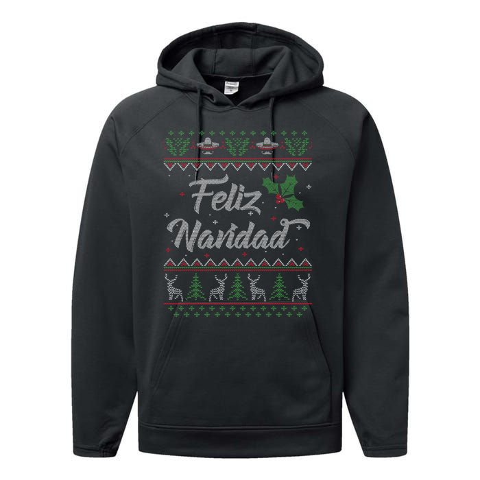 Feliz Navidad Spanish Merry Christmas Performance Fleece Hoodie