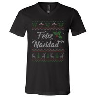 Feliz Navidad Spanish Merry Christmas V-Neck T-Shirt