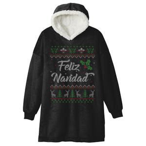 Feliz Navidad Spanish Merry Christmas Hooded Wearable Blanket