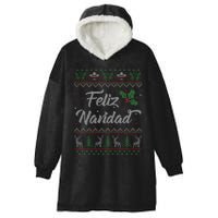 Feliz Navidad Spanish Merry Christmas Hooded Wearable Blanket