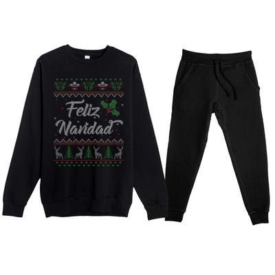 Feliz Navidad Spanish Merry Christmas Premium Crewneck Sweatsuit Set