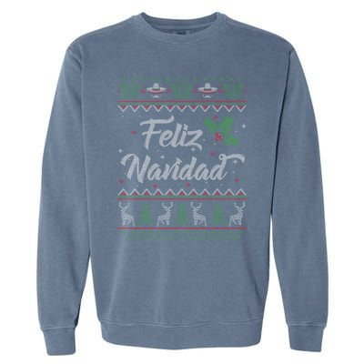 Feliz Navidad Spanish Merry Christmas Garment-Dyed Sweatshirt