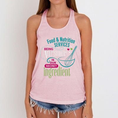 Food & Nutrition Services Being Awesome Lunch Lady Women's Knotted Racerback Tank