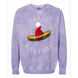 Feliz Navidad Santa Hat Sombrero Funny Christmas In Mexico Colorblast Crewneck Sweatshirt