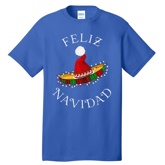 Feliz Navidad Santa Hat Sombrero Funny Christmas In Mexico Tall T-Shirt