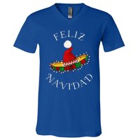 Feliz Navidad Santa Hat Sombrero Funny Christmas In Mexico V-Neck T-Shirt