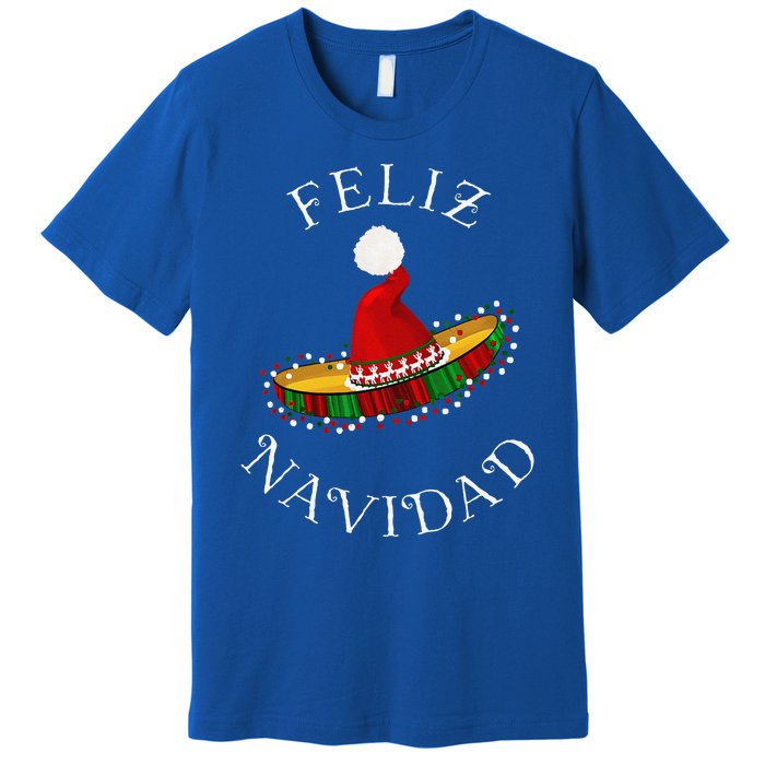 Feliz Navidad Santa Hat Sombrero Funny Christmas In Mexico Premium T-Shirt