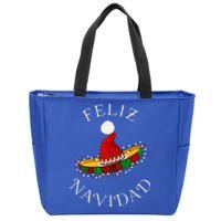 Feliz Navidad Santa Hat Sombrero Funny Christmas In Mexico Zip Tote Bag