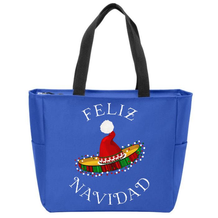 Feliz Navidad Santa Hat Sombrero Funny Christmas In Mexico Zip Tote Bag