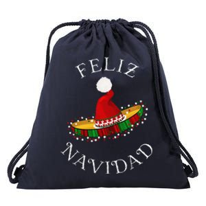 Feliz Navidad Santa Hat Sombrero Funny Christmas In Mexico Drawstring Bag